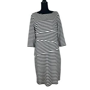 J. McLaughlin Nicola Ebony/White Catalina Cloth Boat Neck Layered Dress —Size XL